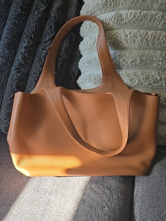Cuyana Handbags - Cuyana Pebbled Leather Tote in Cognac